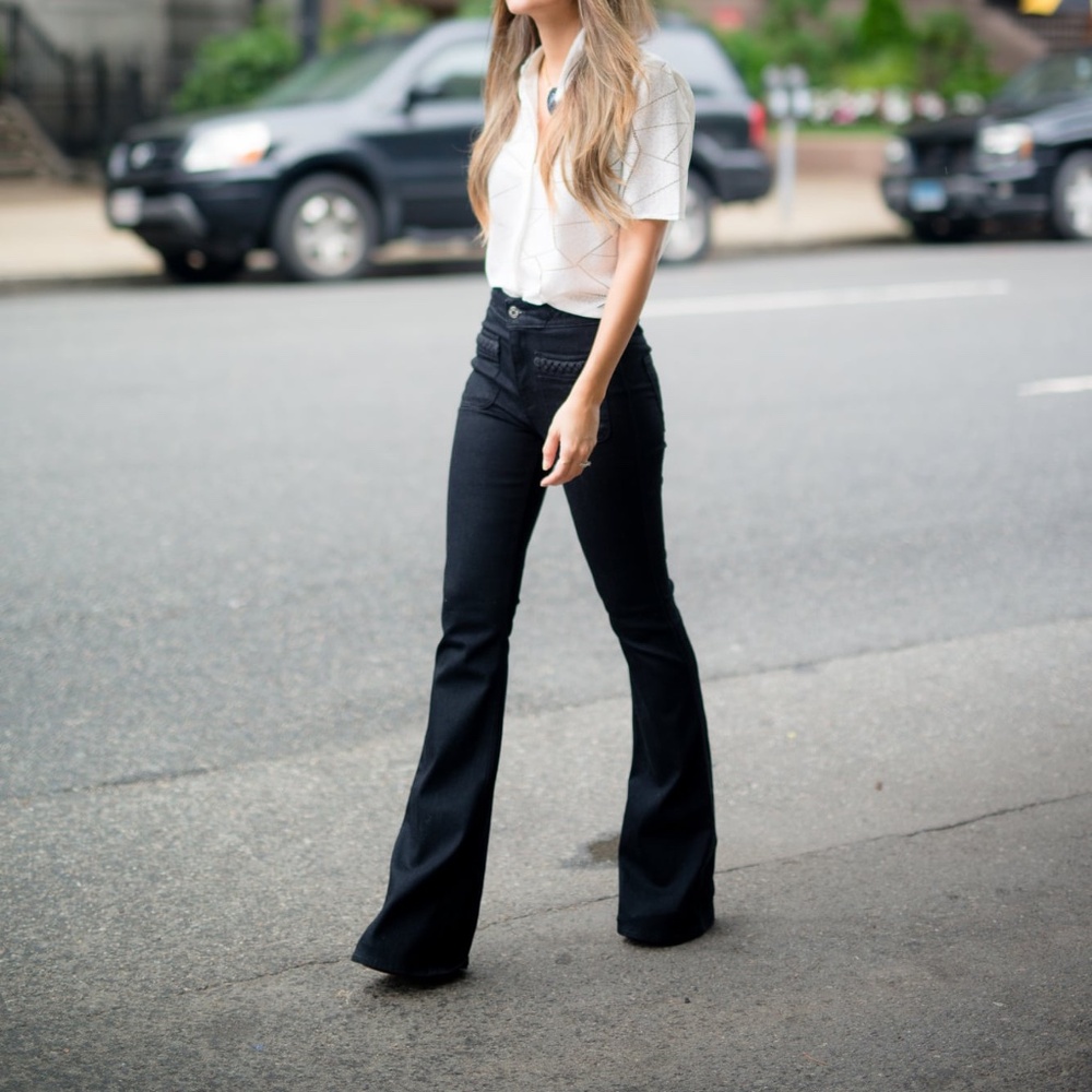 7 For All Mankind Black Flare Jeans